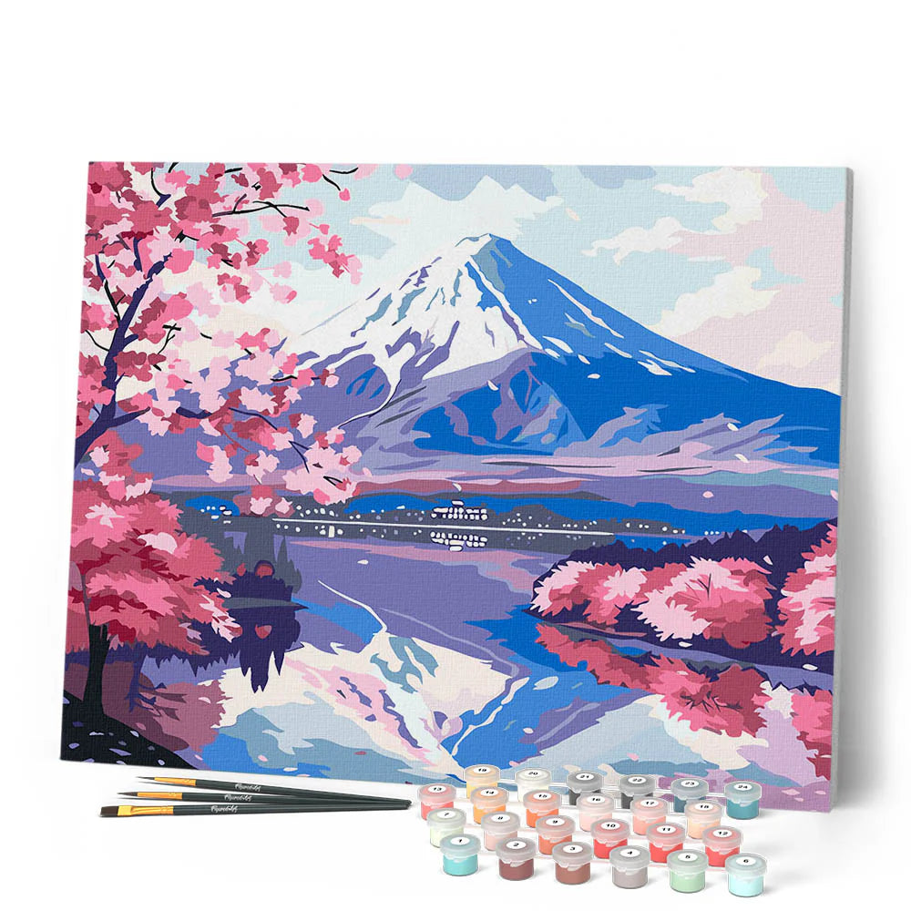 Paint by Numbers - Mount Fuji and Cherry Blossom Lake - 40x50cm