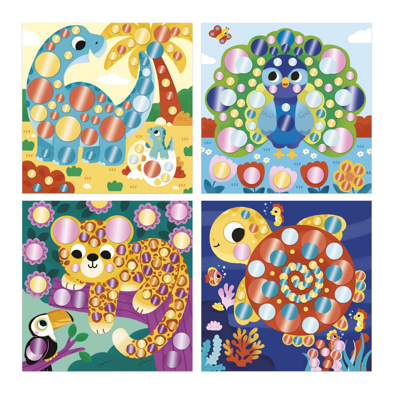 3 ans - Gommettes Rondes Metal - Animaux