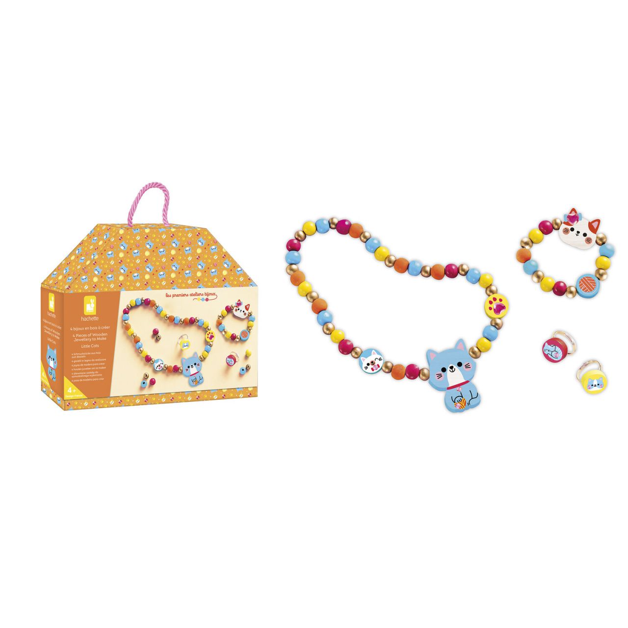 4 bijoux en bois à créer - petits chats