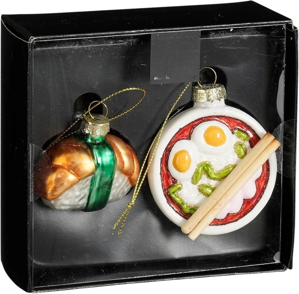 Set of 2 Christmas Baubles - Sushi - Poke Bowl