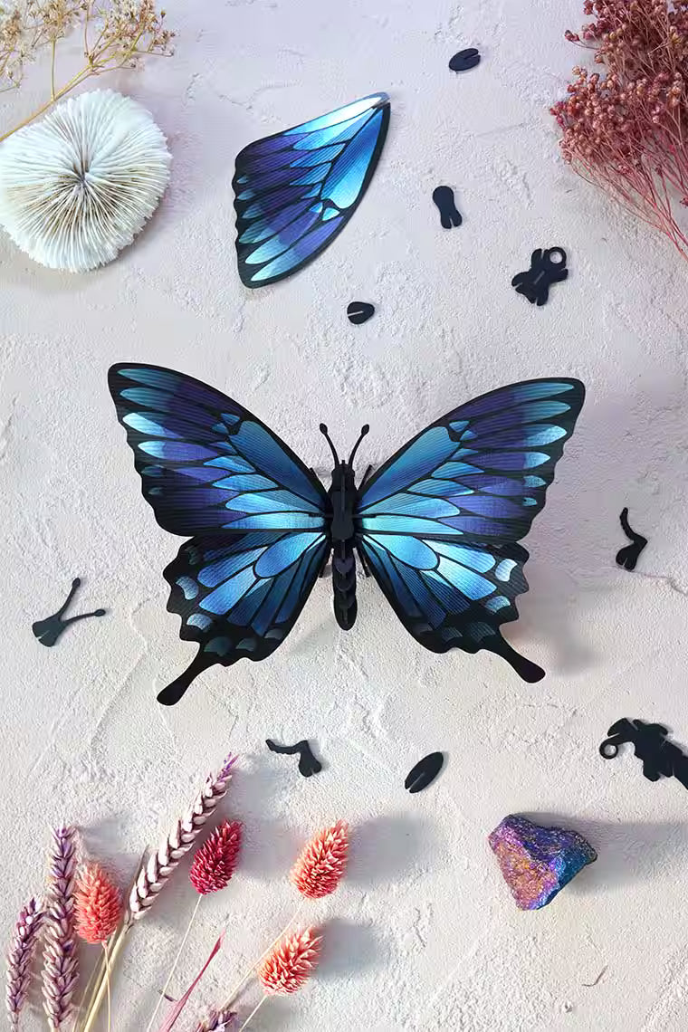 Papillon Machaon en Papier-  Bleu