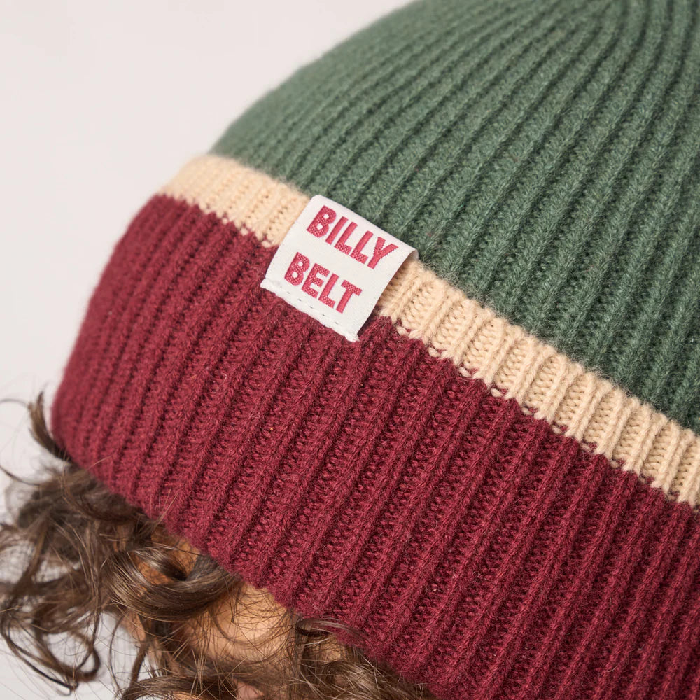 Bonnet en laine - Kaki, bordeaux et beige