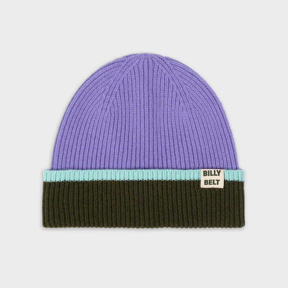 Bonnet en laine - Violet, kaki et vert menthe