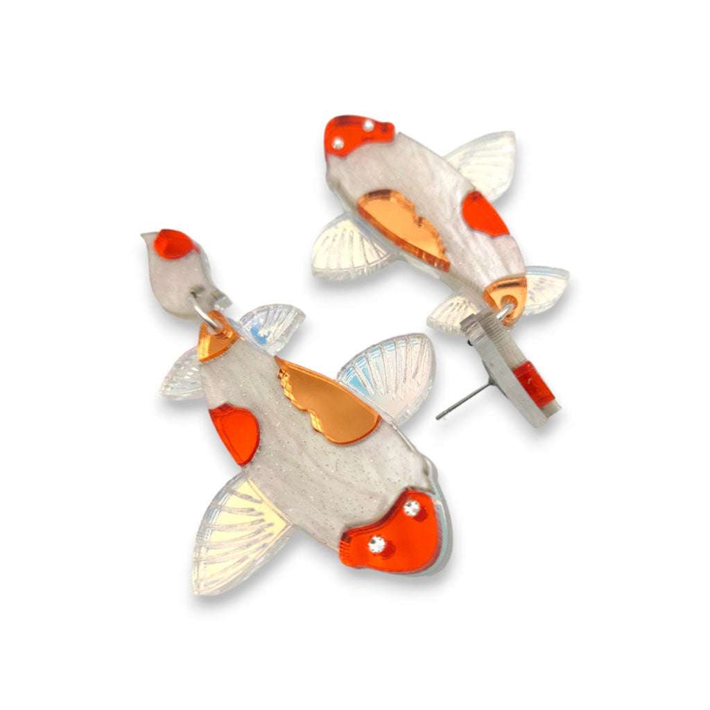 White Koi Fish Earrings