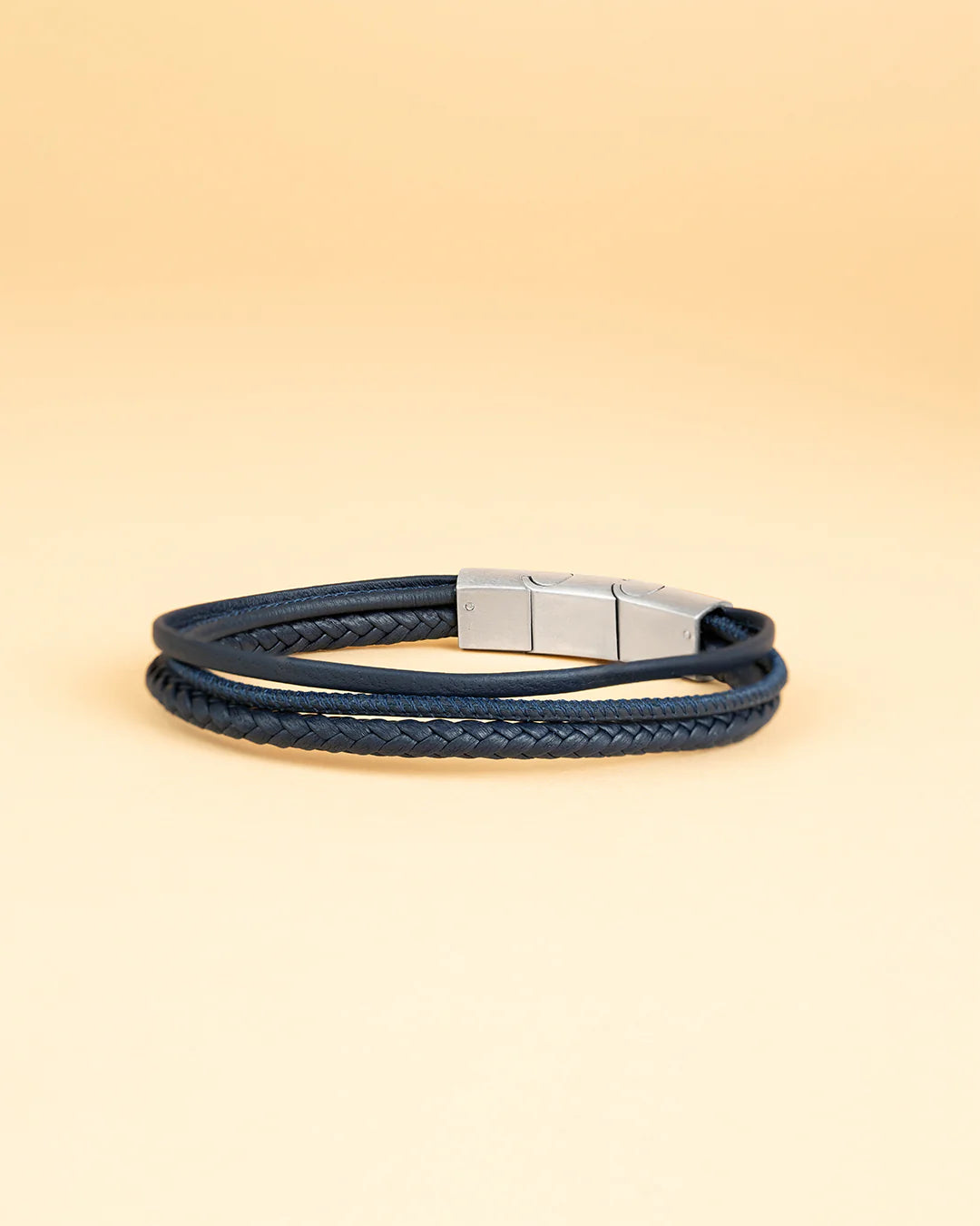 Bracelet Tre Triple Cuir Italien Bleu