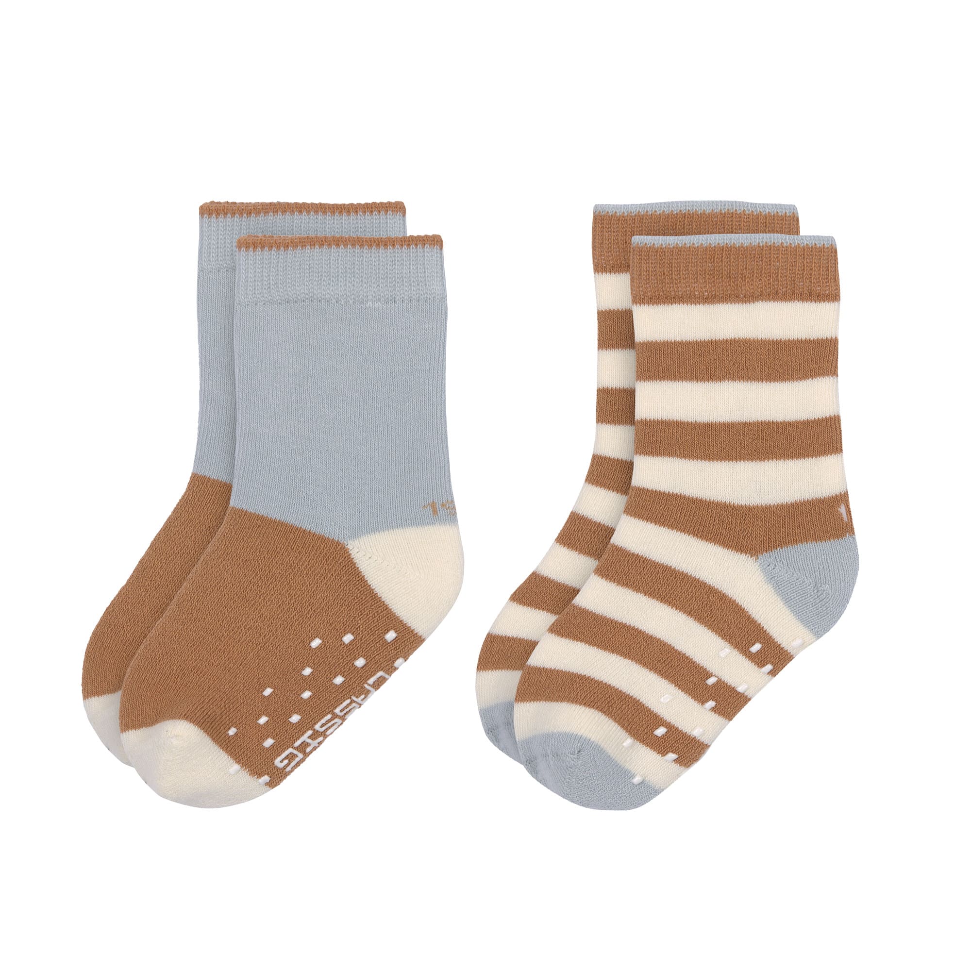 Chaussettes anti-Dérapantes Bleu clair /caramel,