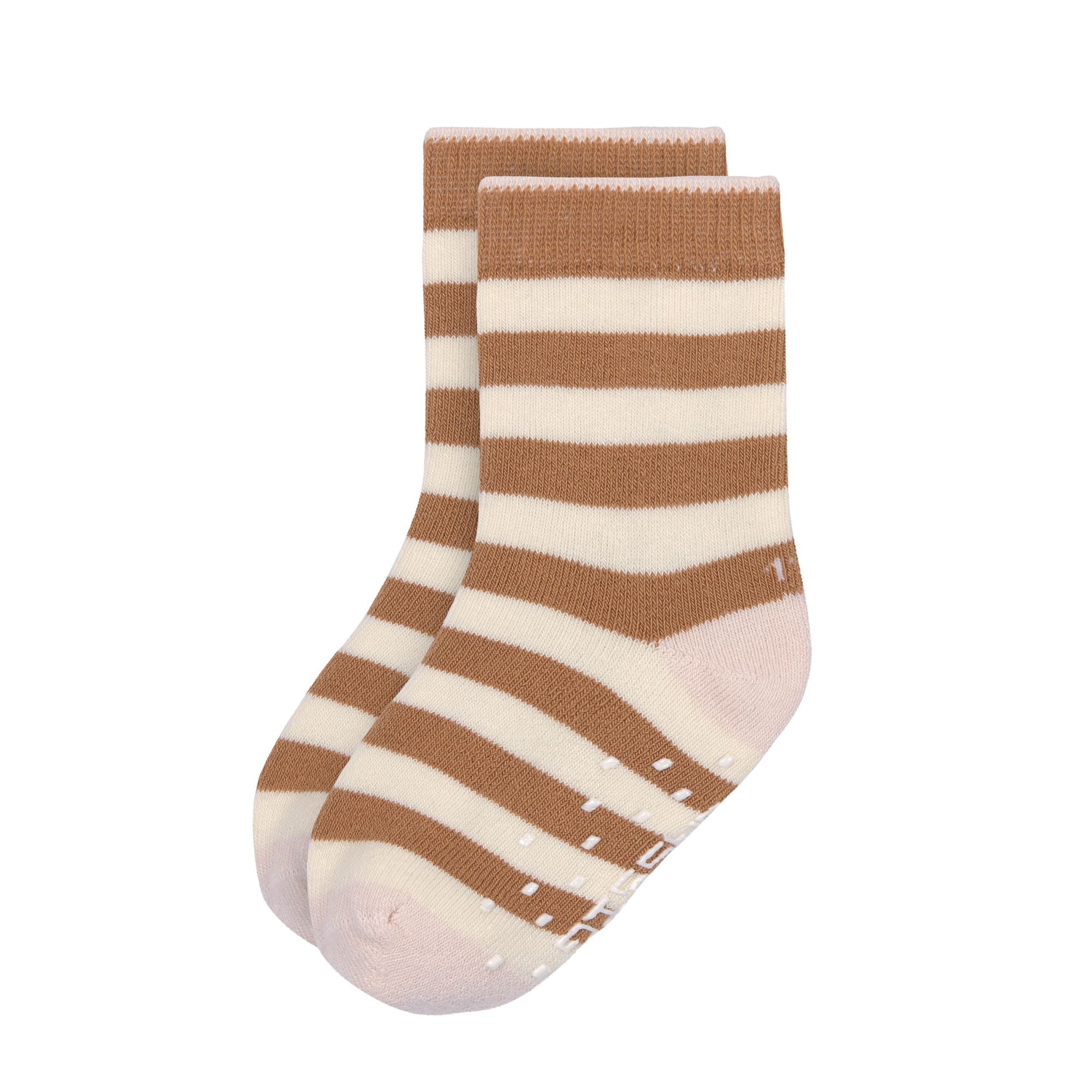 Chaussettes anti-Dérapantes rose poudré/caramel