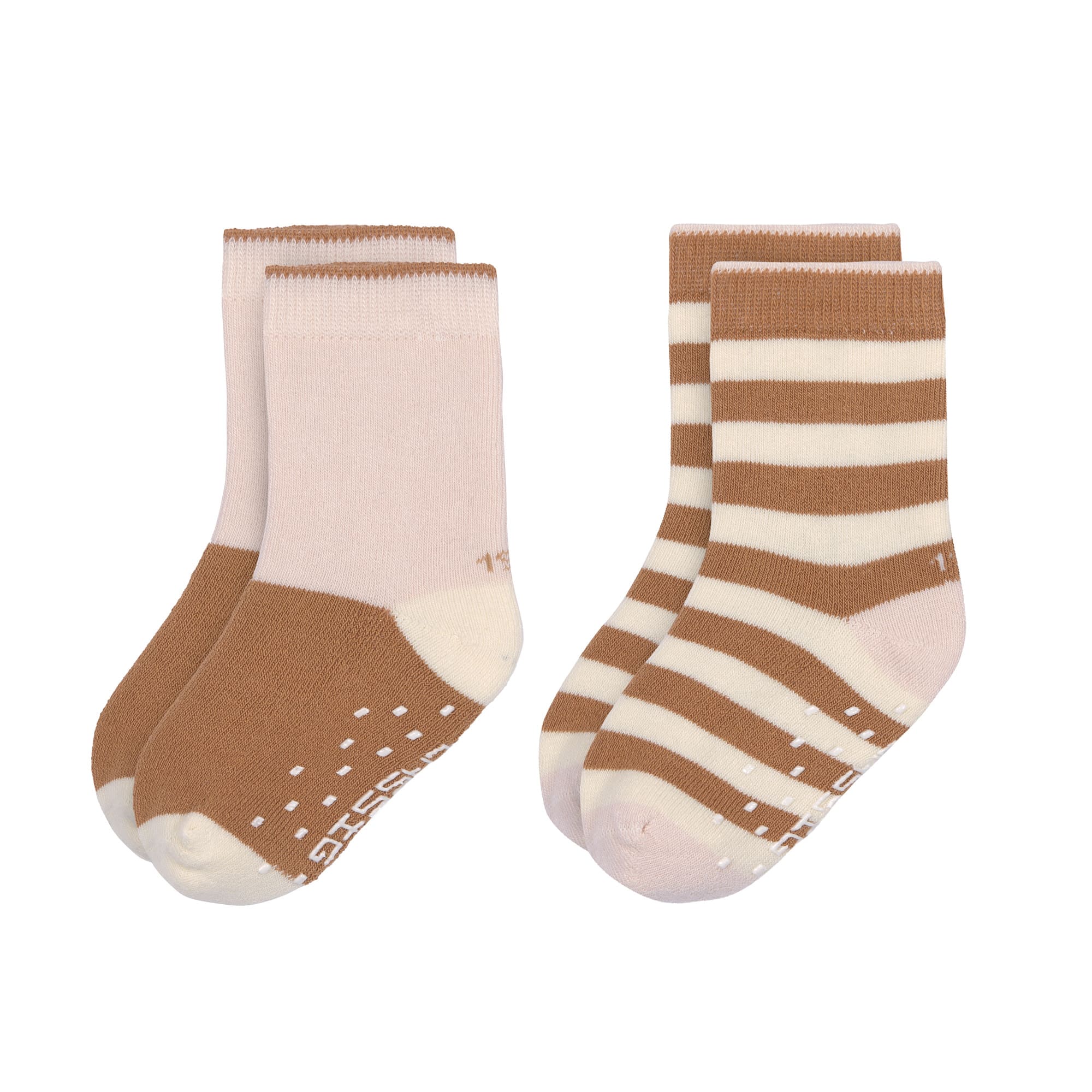 Chaussettes anti-Dérapantes rose poudré/caramel