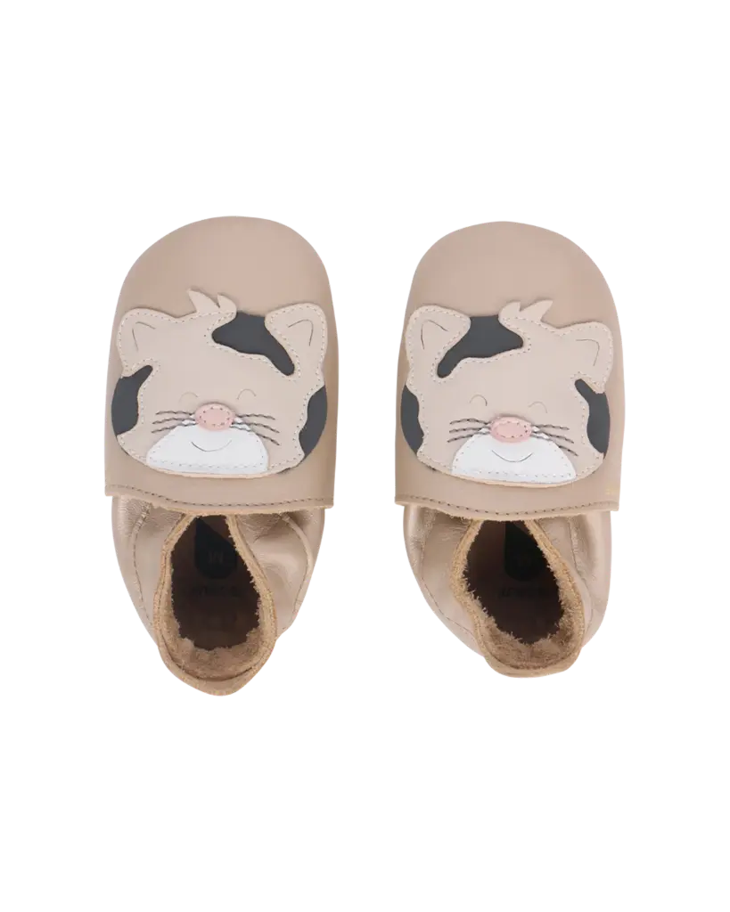 Chaussons en cuir souple Leopard Doré