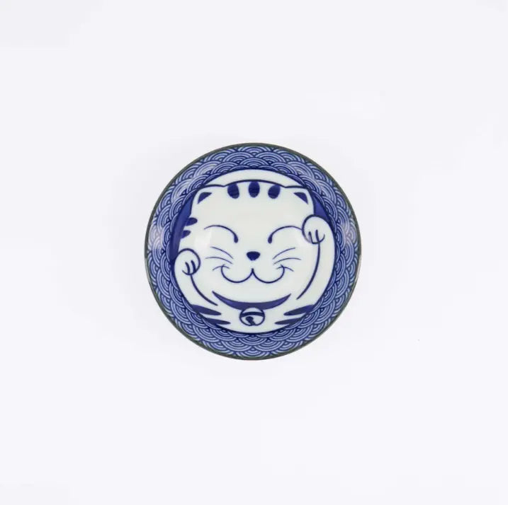 Coupelle à sauce Kawaii Lucky Cat Neko Bleu