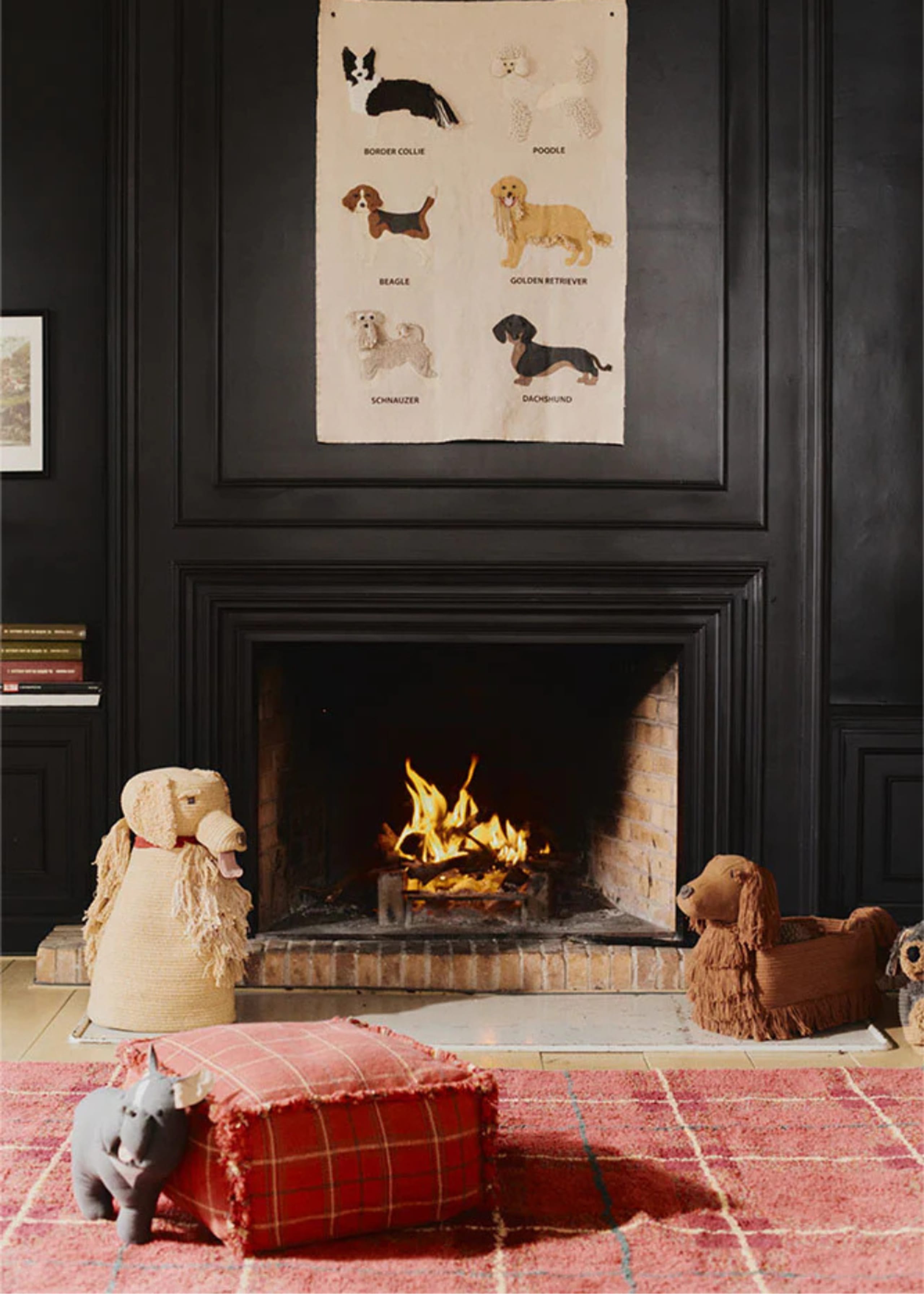 Handloom Pouf Mapple Red