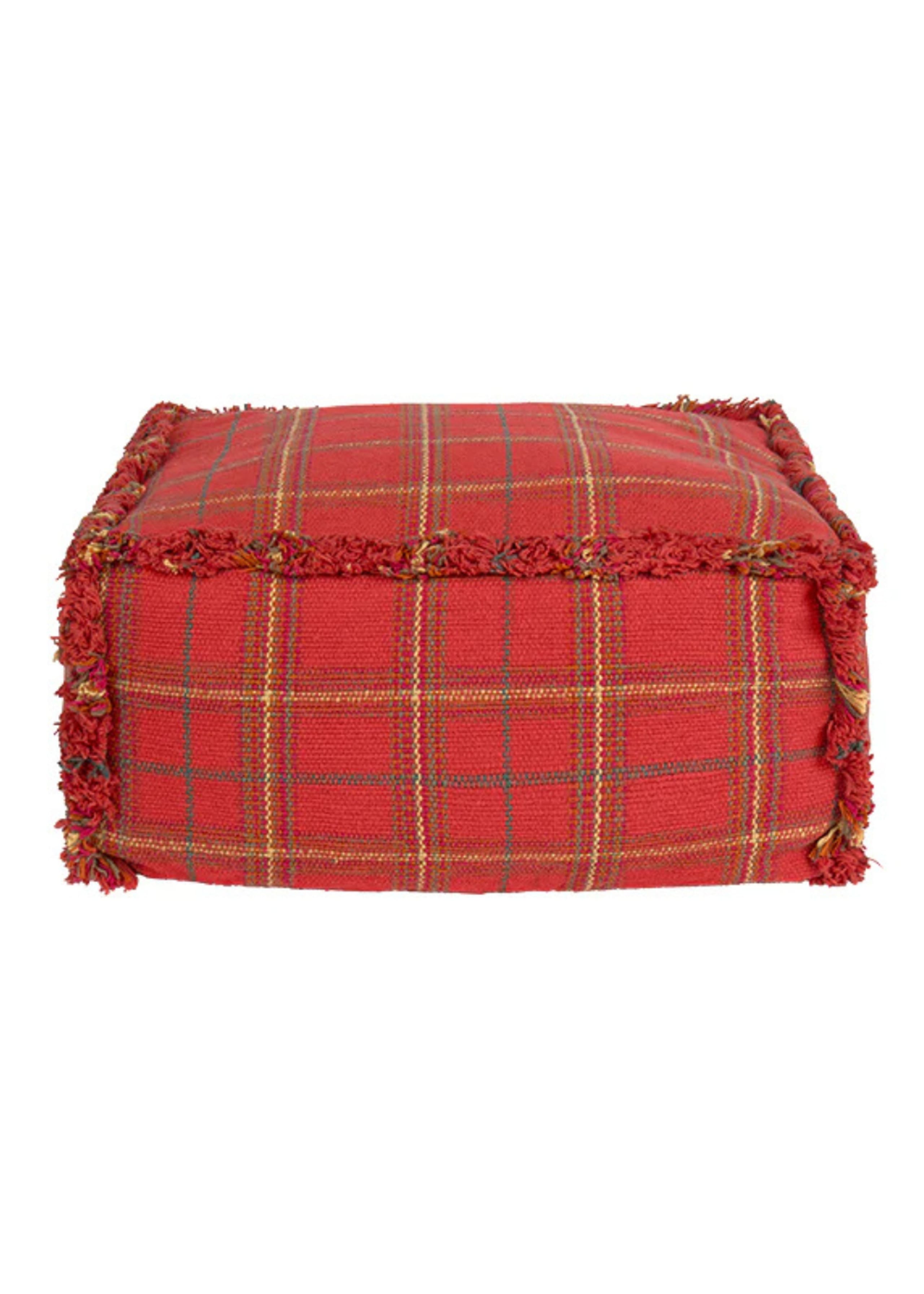 Handloom Pouf Mapple Red
