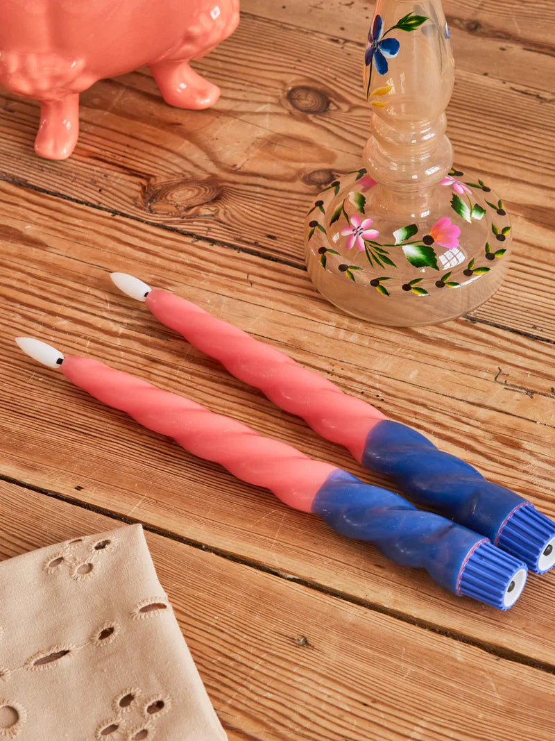 Bougies LED - Corail et bleu (set de 2)