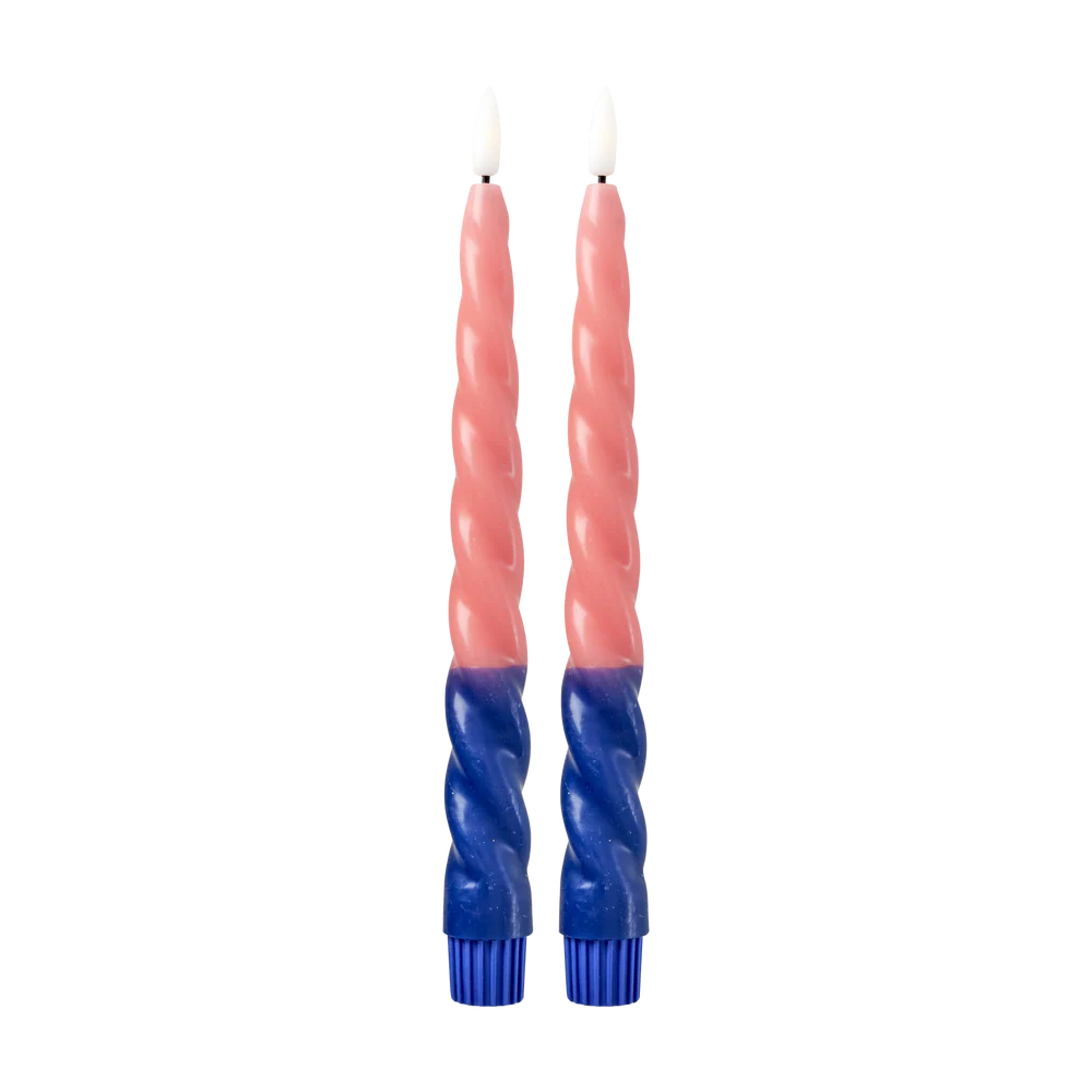 Bougies LED - Corail et bleu (set de 2)
