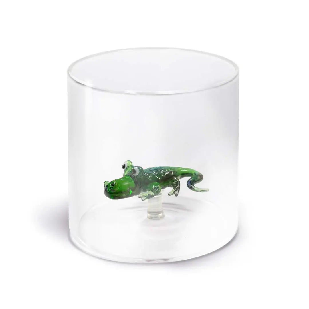 Gobelet en Verre Soufflé avec Décor - Alligator