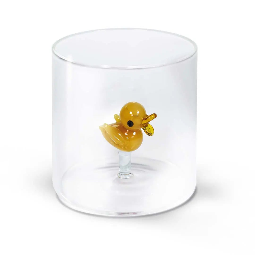 Gobelet en Verre Soufflé avec Décor - Canard