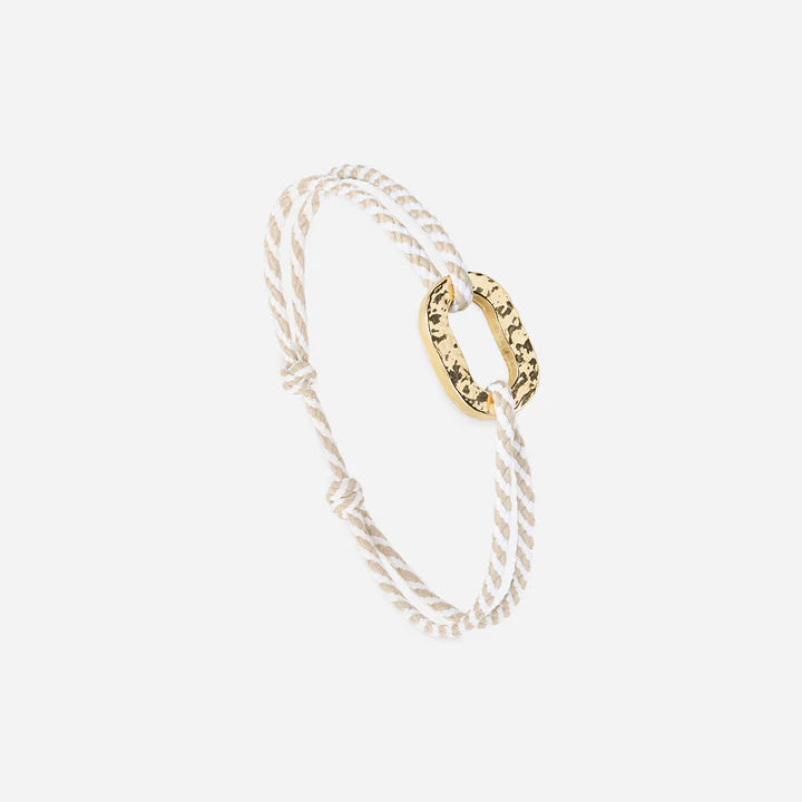 Bracelet Maillon martelé Cornière Blanc beige