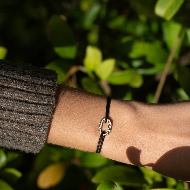 Bracelet Maillon martelé Guibre Nacre blanc