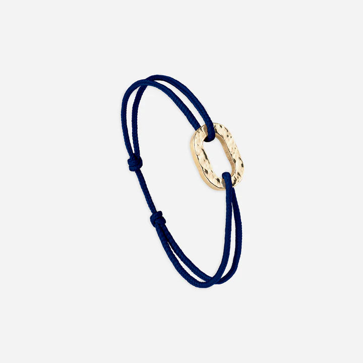 Bracelet Maillon martelé Virevent Bleu nuit