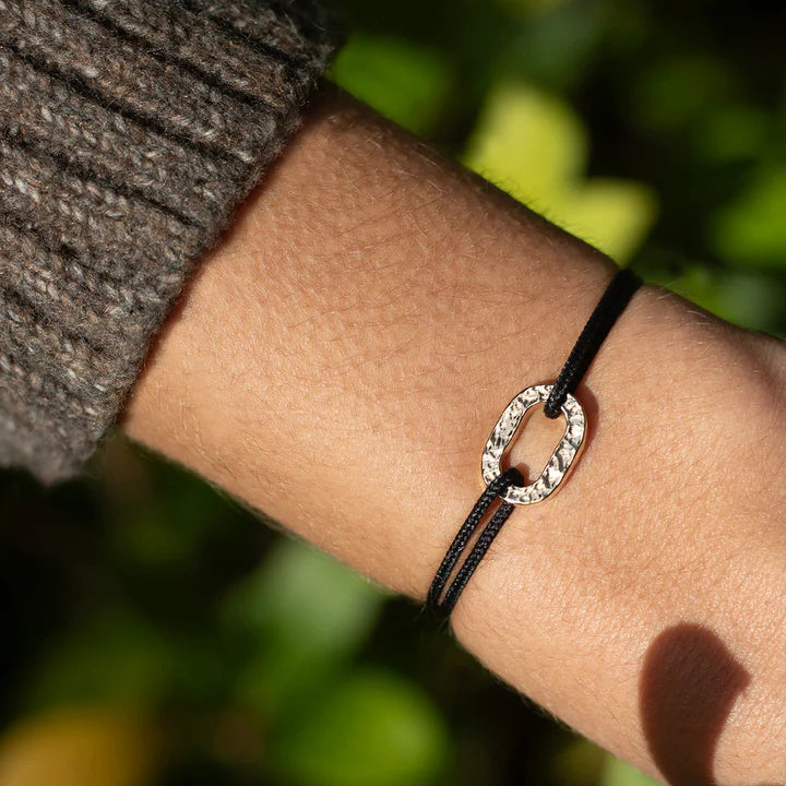 Bracelet Maillon martelé Virevent Bleu nuit