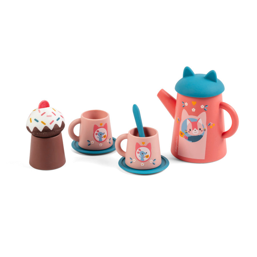 Bath toy Jeanne the Cat tea set Lilliputiens hopono