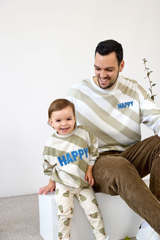 Sweat Unisex Happy milky/light khaki