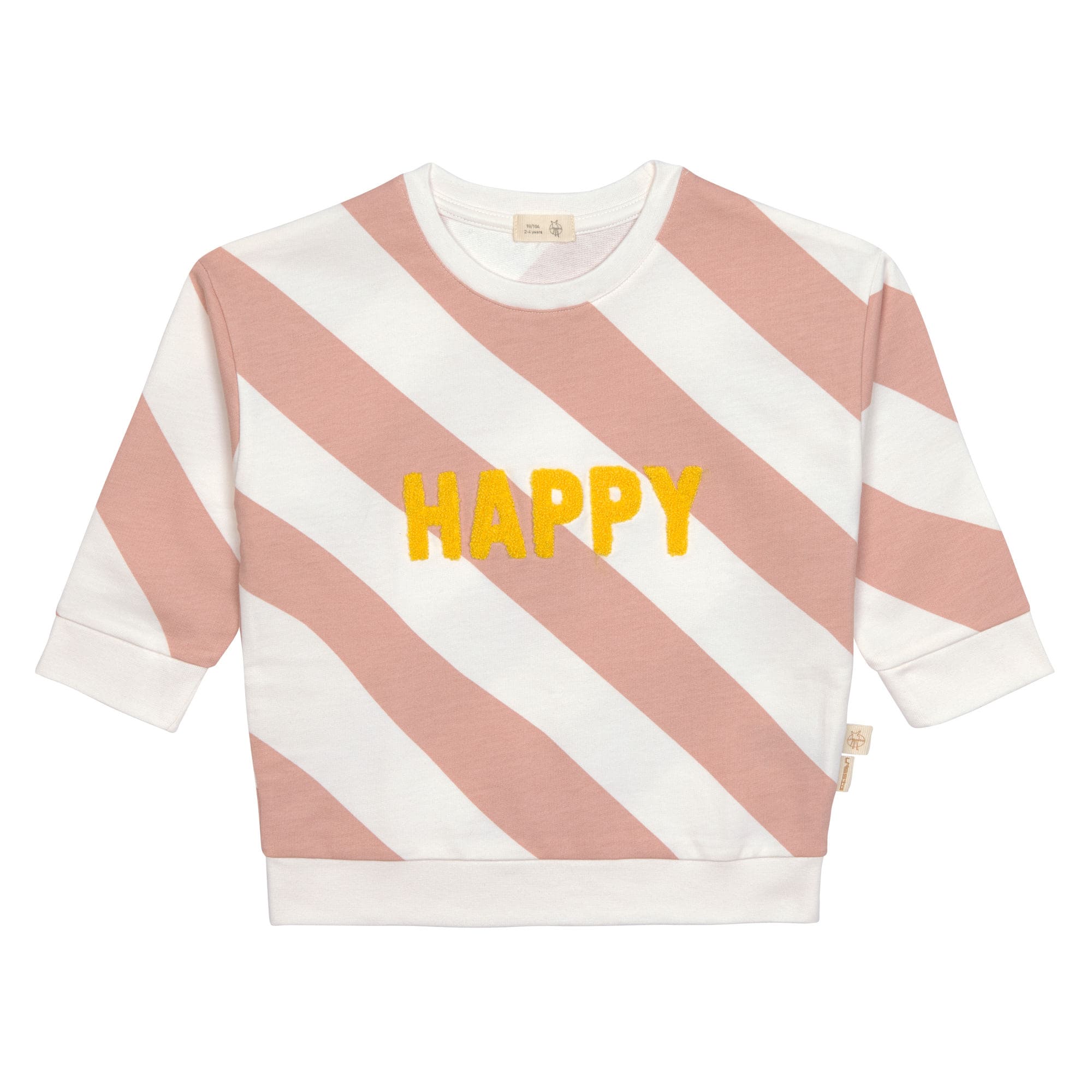 Kids Sweat GOTS Happy blanc cassé/  Rose