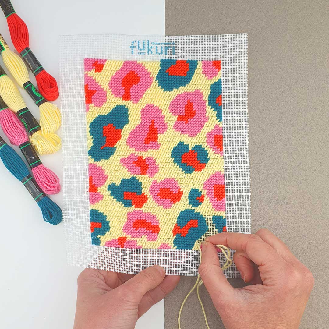 Kit complet Canevas 13x18cm - Leopard Multicolore