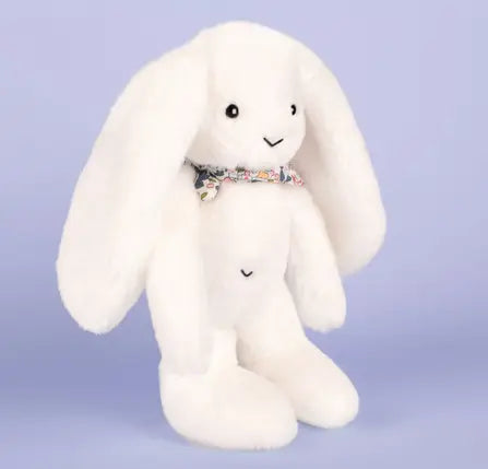 Peluche Lapin Fleurette Blanc