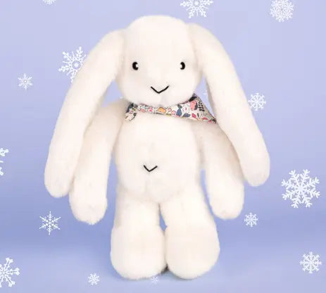 Peluche Lapin Fleurette Blanc