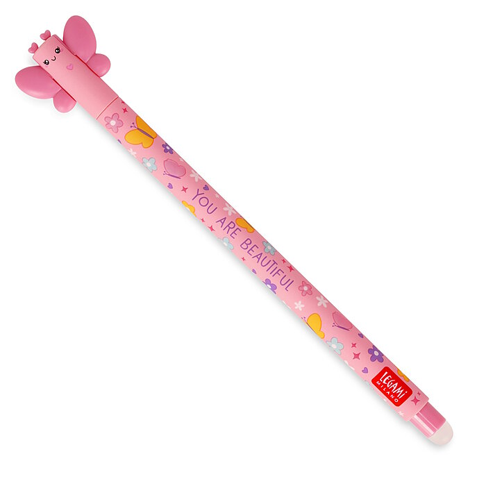 Stylo effaçable Legami Rose - Papillon