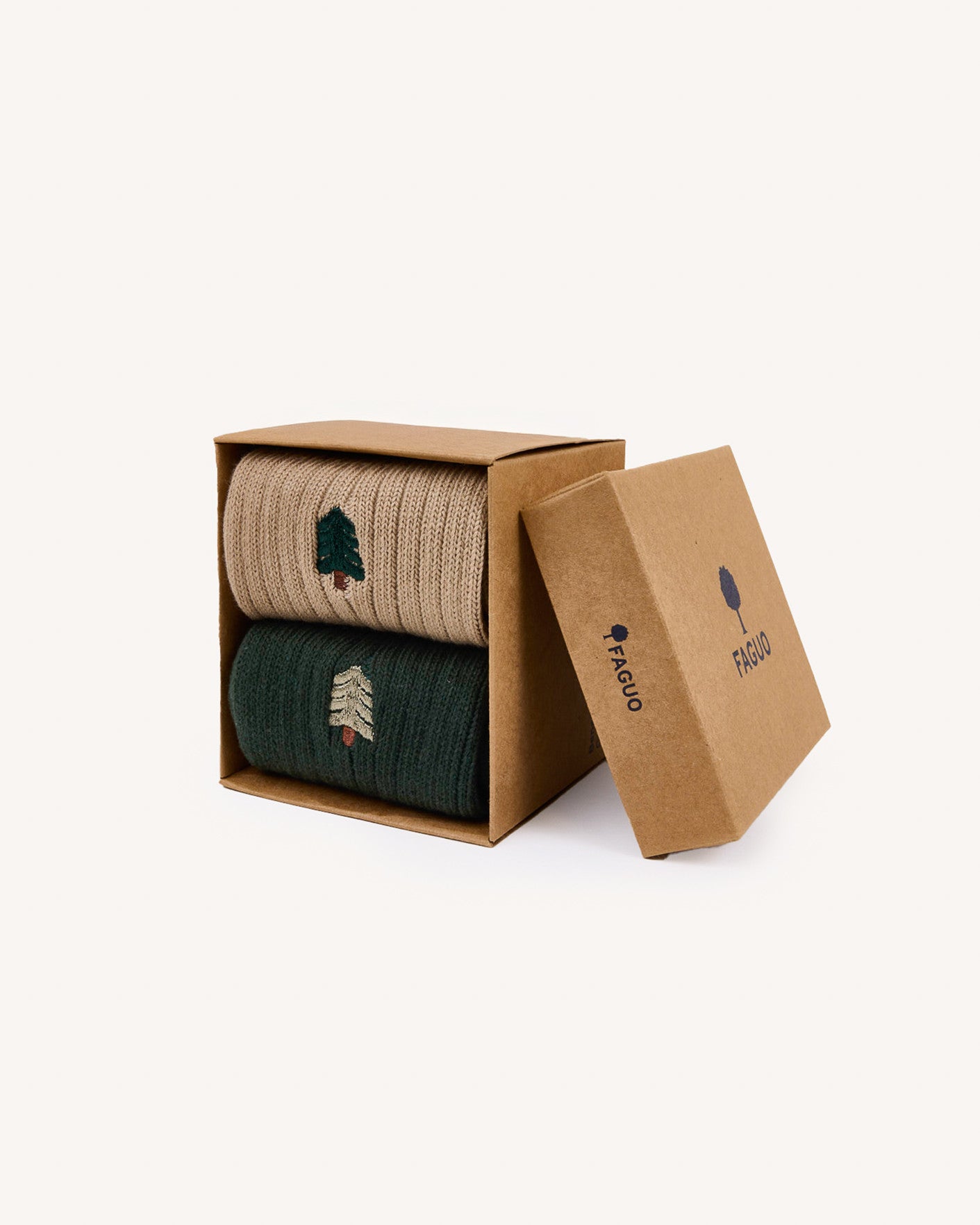 Lot de 2 paires de chaussettes vert foncé & taupe coton