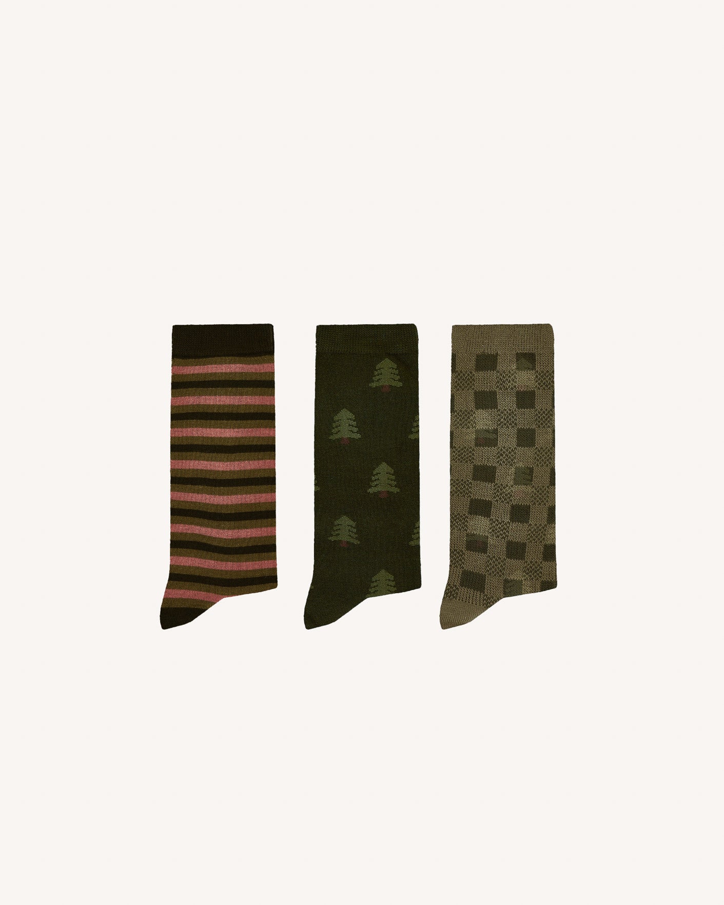 Pack of 3 pairs of khaki socks