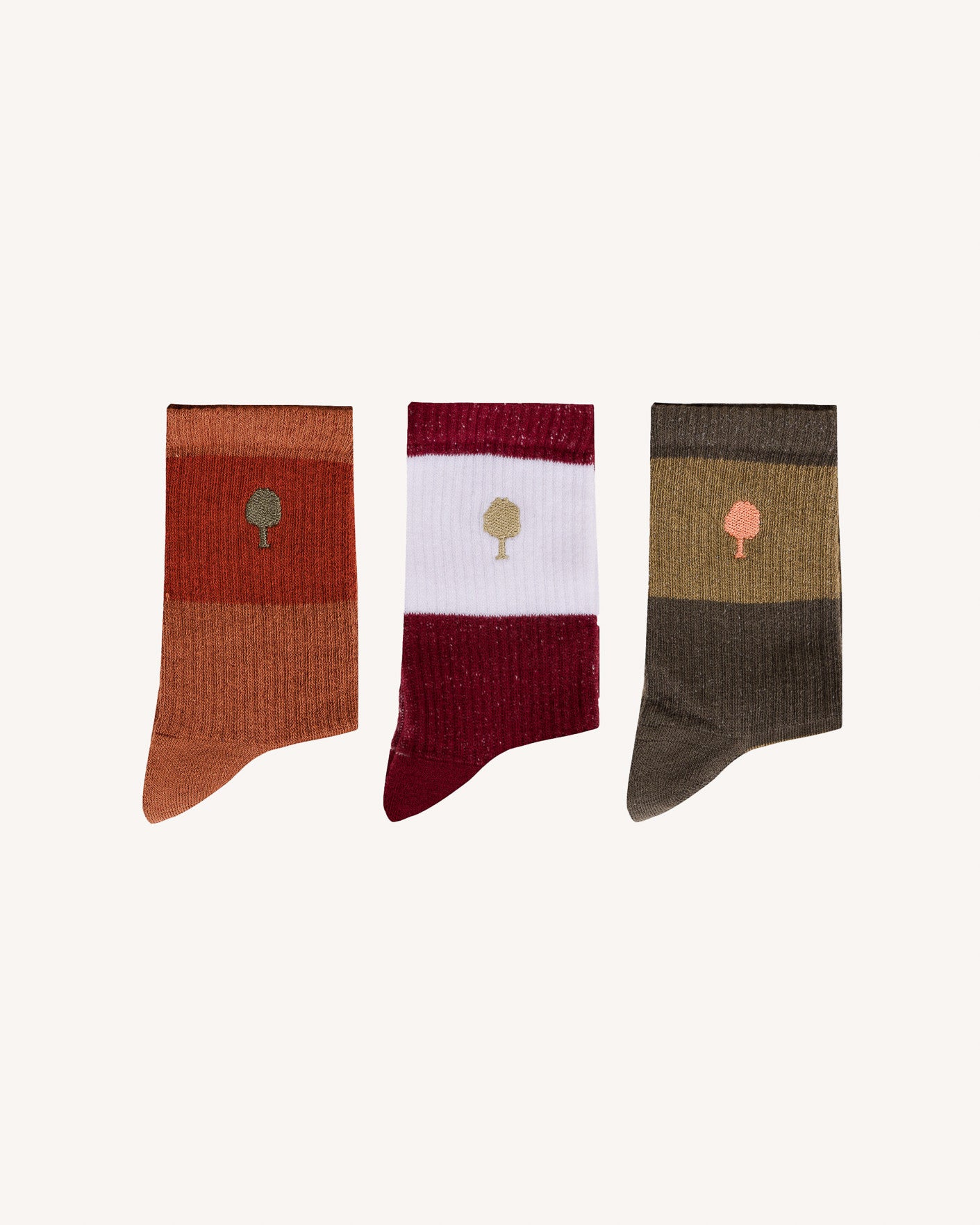 Lot de 3 paires de chaussettes sport Kaki/camel
