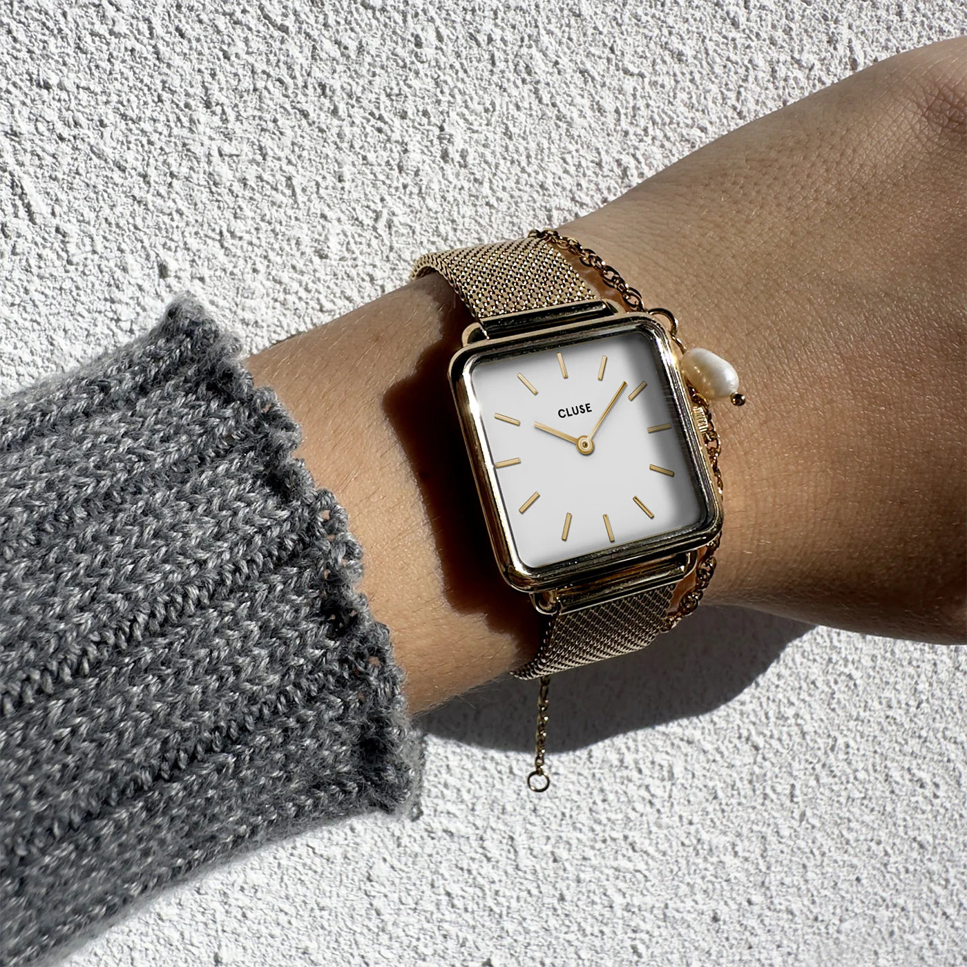 Montre La Tétragone Mesh - White - Gold Colour