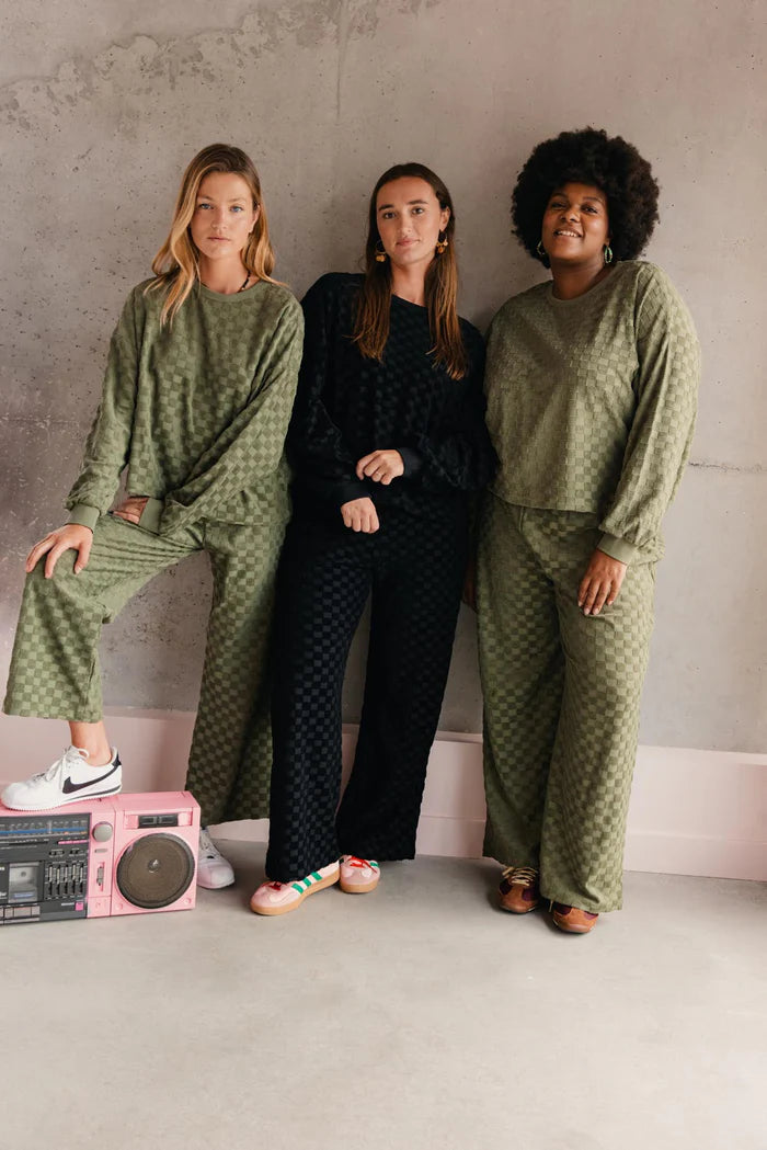 Pantalon  Eponge Damier Noir