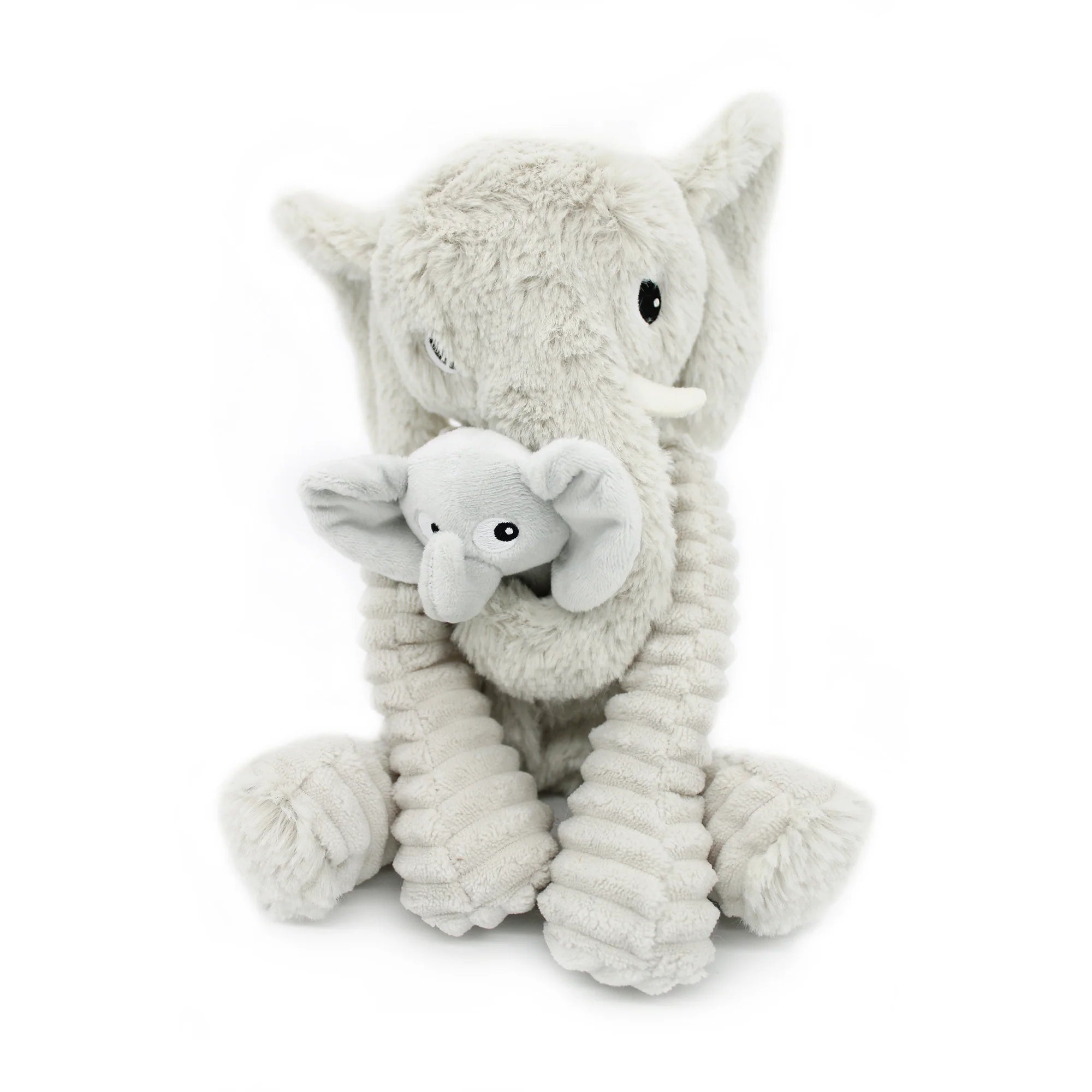 Peluche Dimoitou Elephant et bébé - Gris Clair