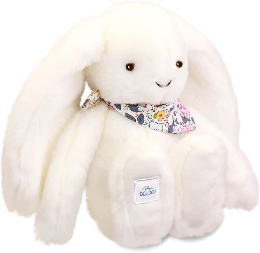 Peluche Lapin Fleurette Blanc