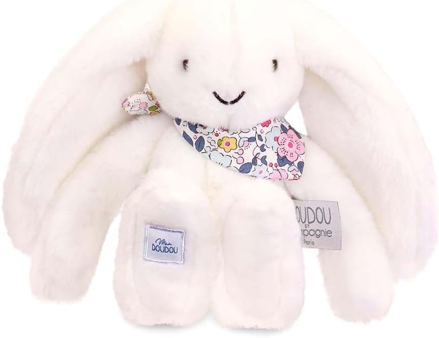 Peluche Lapin Fleurette Blanc