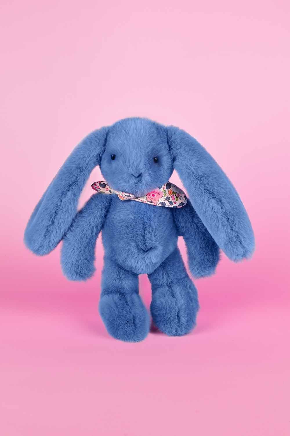 Peluche Lapin Fleurette Bleu