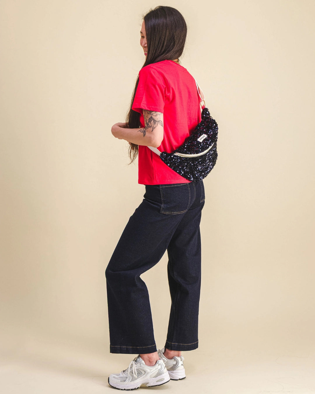 Blauwe heuptas met pailletten - Roland