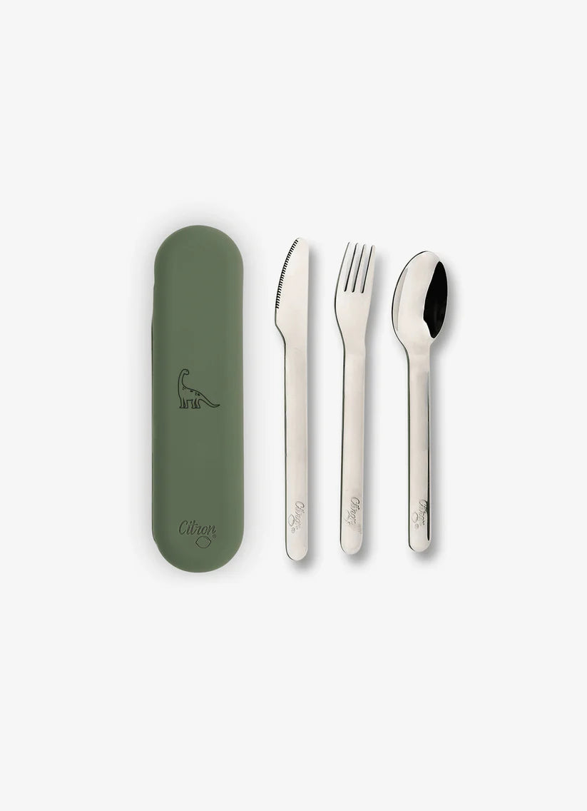 Cutlery set with silicone cover - Green