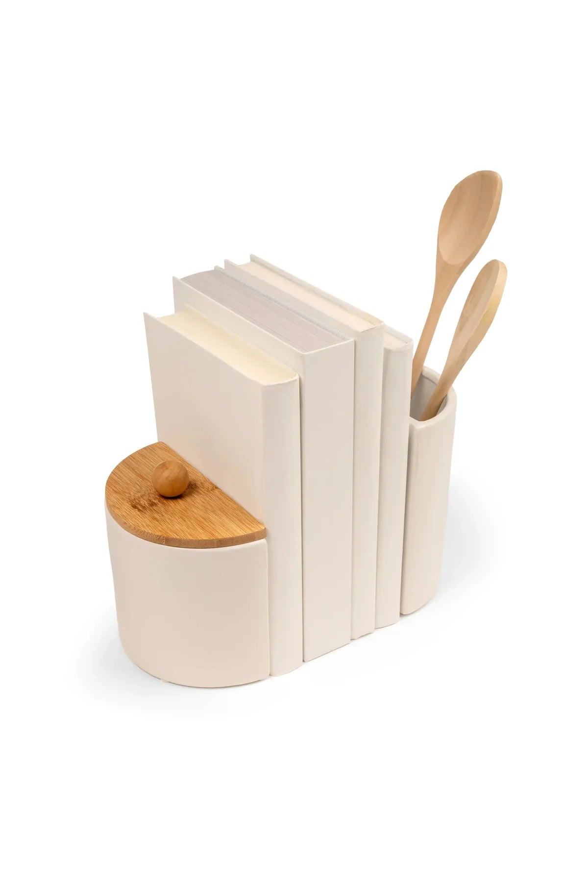 Set of bookends and utensil holders