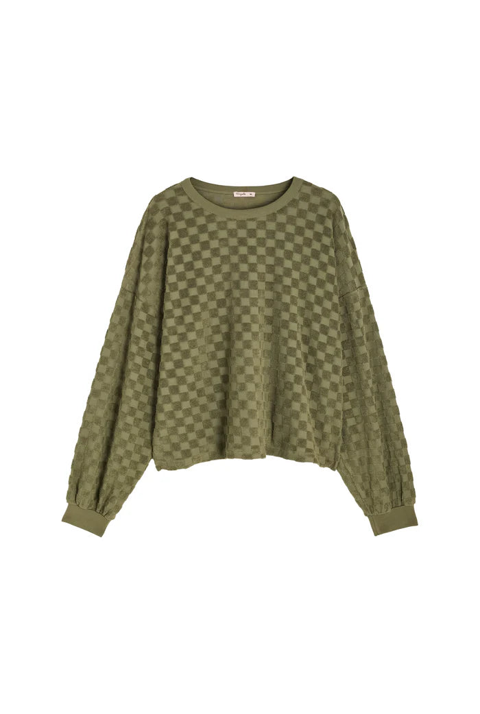 Sweat Eponge Damier Kaki