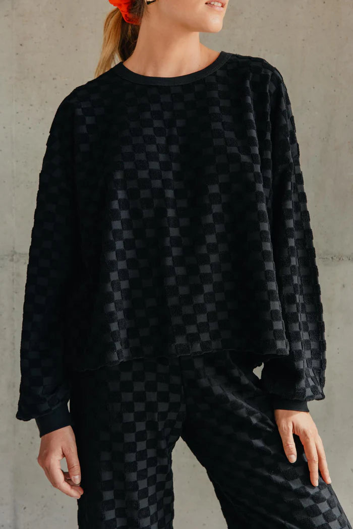 Sweat Eponge Damier Noir