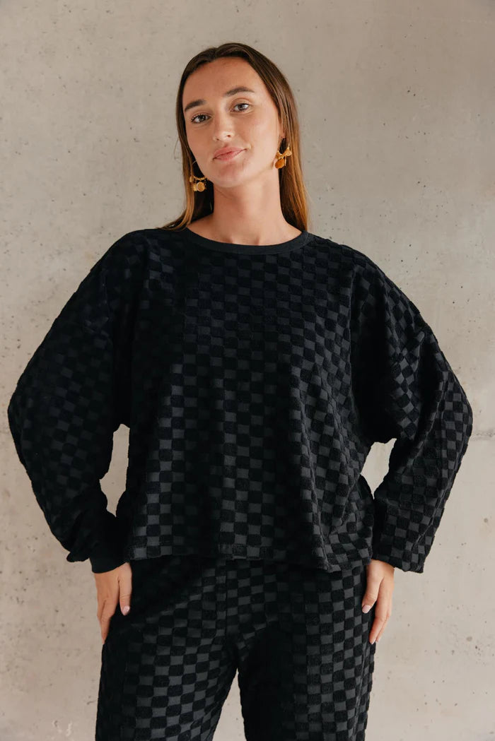 Sweat Eponge Damier Noir
