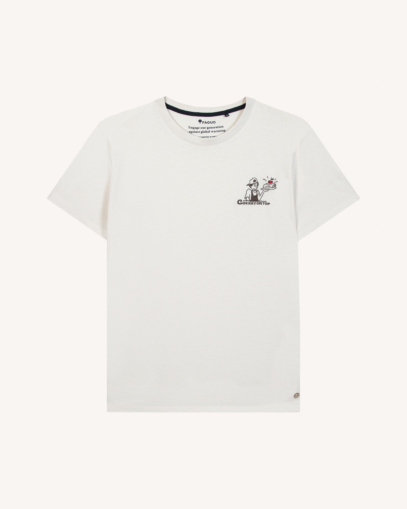 Arcy Cheery Embroidery T-Shirt on Top Cream