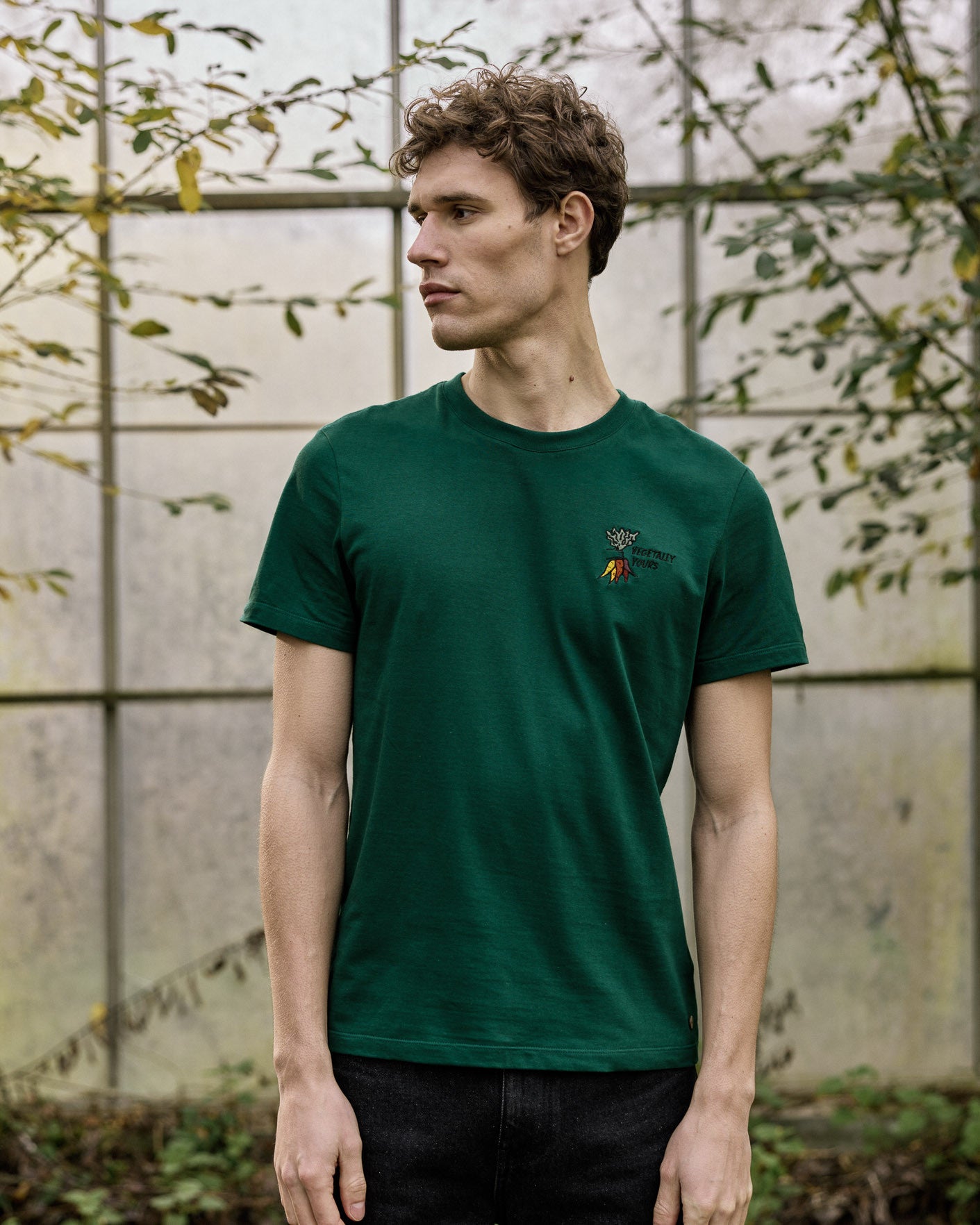 Arcy T-Shirt Embroidery Vegettaly yours green