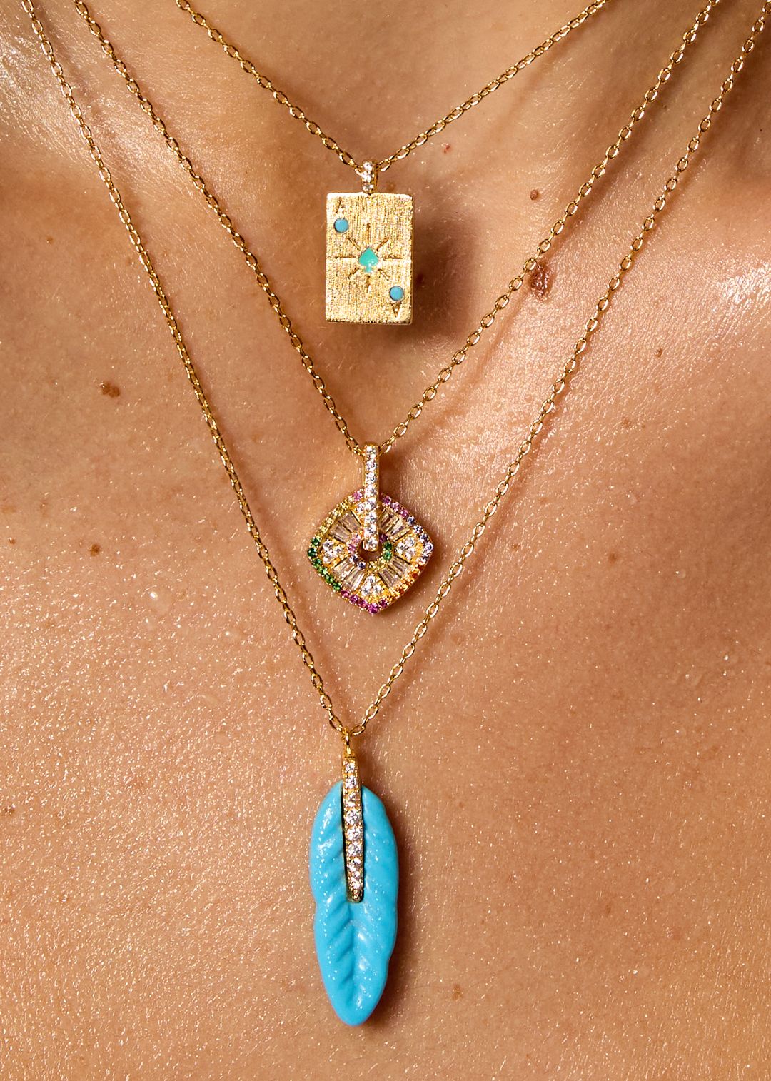 Turquoise Feather Necklace