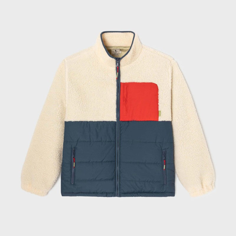 Two-tone sherpa jacket - Ivory/navy